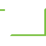 White and green icon of the number two with a box around it