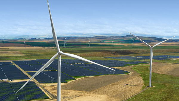 Wind turbines in an open field Wind turbines in an open field