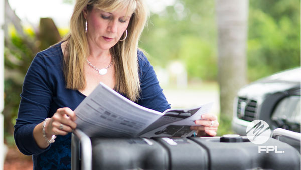 Middle-age-woman-reading-generator-manual