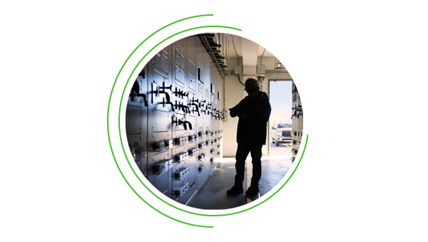 NextEra Energy engineer monitoring the energy storage batteries