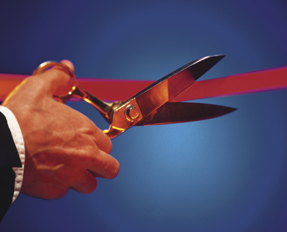 Hand cutting ribbon Hand cutting ribbon