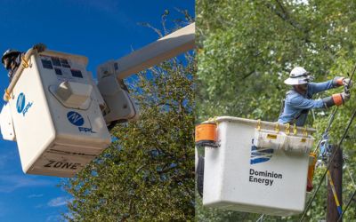 FPL and Dominion Energy bucket trucks