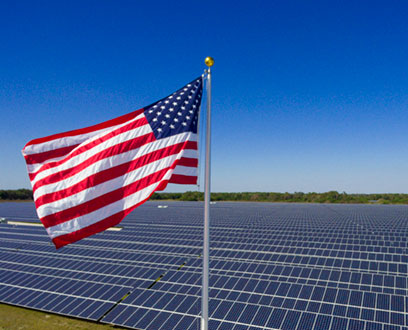 NextEra Energy Solar Plant with US Flag