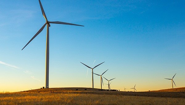 Wind turbines on a wind farm