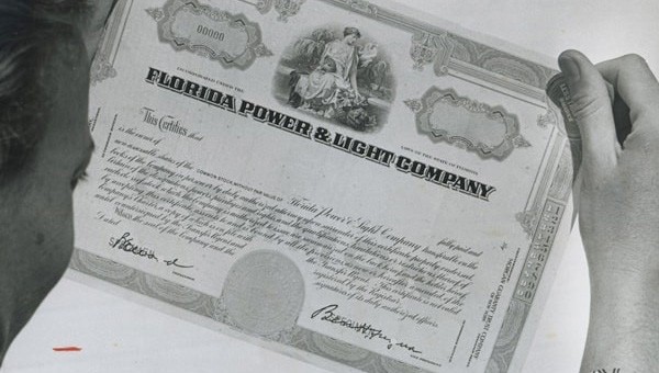 FPL stock certificate 1950
