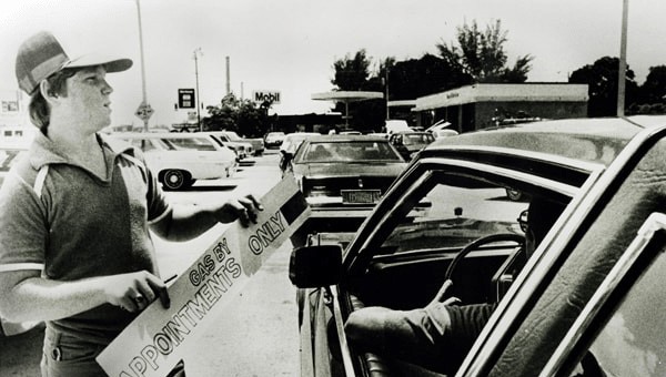Gas station line during gas shortage