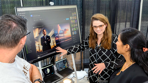 Employee presenting project at the NextEra Expo. Employee presenting project at the NextEra Expo.